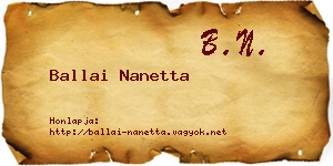 Ballai Nanetta névjegykártya
